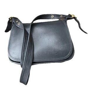 Vintage Coach Patricia's Legacy Crossbody Saddle Flap Bag 9951 Black Leather USA